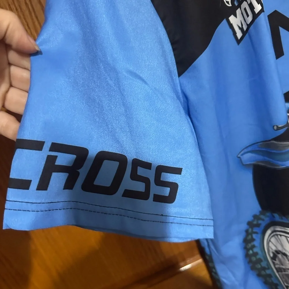Blue and Black Motocross Graphic Shirt